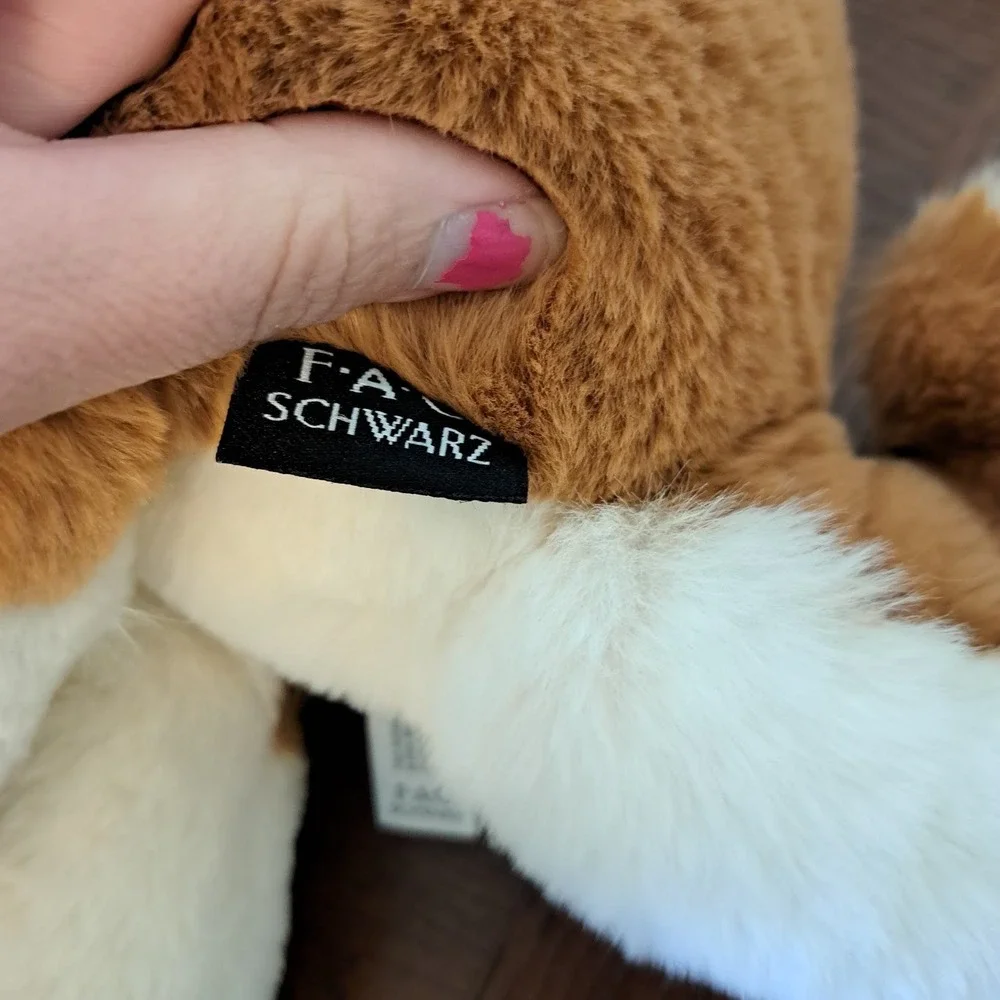 FAO Schwarz Shiba Inu Plush Dog Stuffed Animal Tan Cream Curled Tail 12 Inch